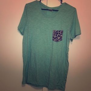 Victoria Secret PINK Pocket Tee- Green w/ design